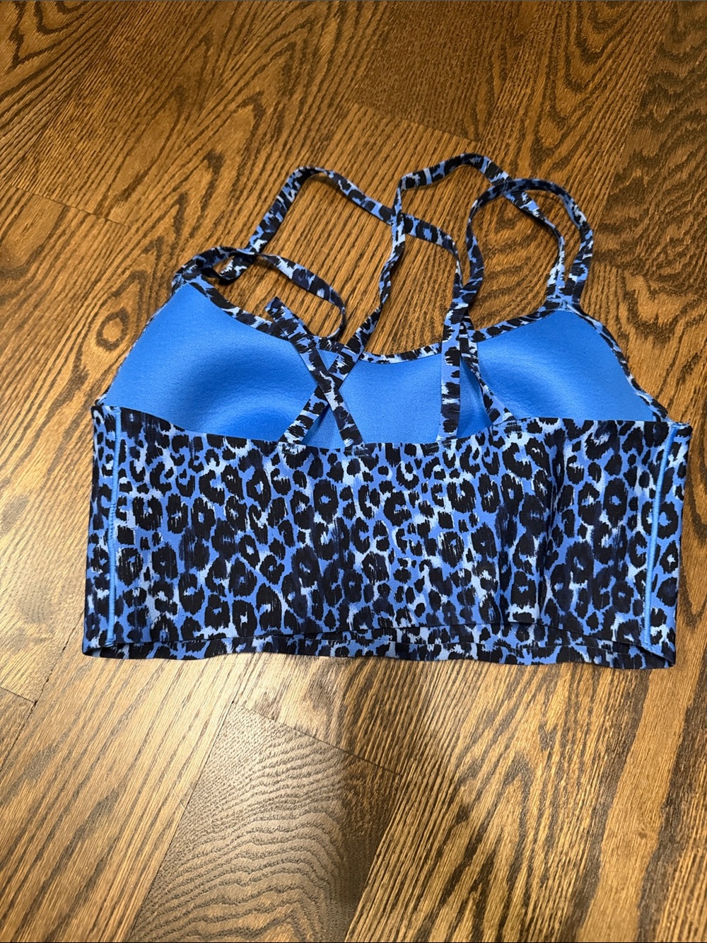 Aerie Real Me Hold Up! Straps sports Bra Leopard blue - M DD - Picture 3 of 4